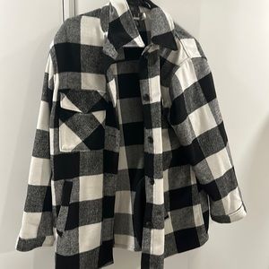 Plaid, black, and white H&M Shacket